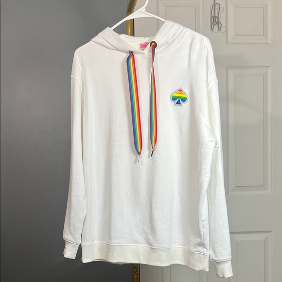 kate spade Tops - Kate Spade White Hoodie with Rainbow Details